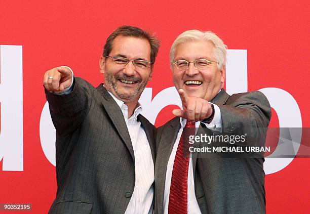 German Foreign Minister and vice-chancellor Frank-Walter Steinmeier of the Social Democratic Party and Brandenburg State Premier Matthias Platzeck...