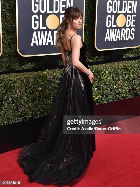 Actress Dakota Johnson attends the 75th Annual Golden Globe Awards at The Beverly Hilton Hotel on January 7, 2018 in Beverly Hills, California.