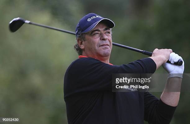 Costantino Rocca of Italy in action during the second round of the Travis Perkins plc Senior Masters played at the Duke's Course, Woburn Golf Club on...