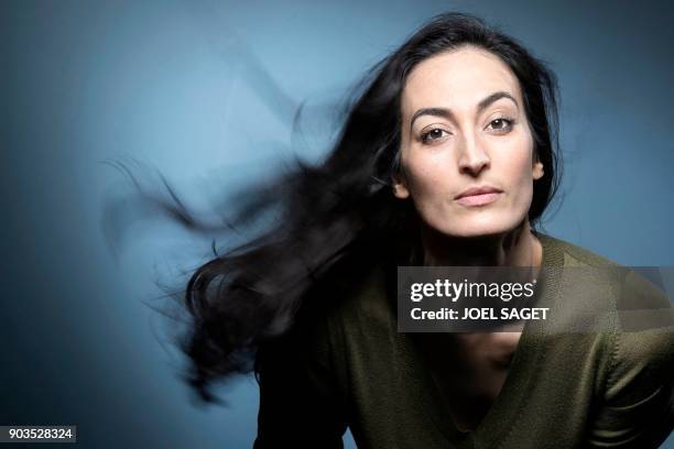 French-Lebanese actress Laetitia Eido poses during a photo session in Paris on January 8, 2018.