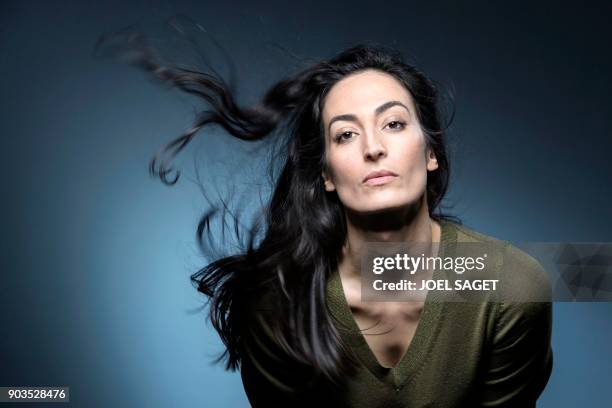 French-Lebanese actress Laetitia Eido poses during a photo session in Paris on January 8, 2018.