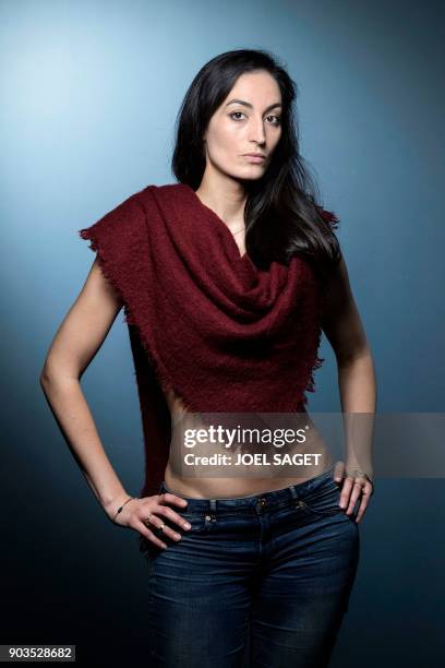 French-Lebanese actress Laetitia Eido poses during a photo session in Paris on January 8, 2018.