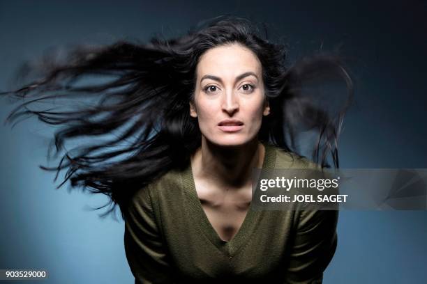 French-Lebanese actress Laetitia Eido poses during a photo session in Paris on January 8, 2018.