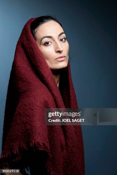 French-Lebanese actress Laetitia Eido poses during a photo session in Paris on January 8, 2018.