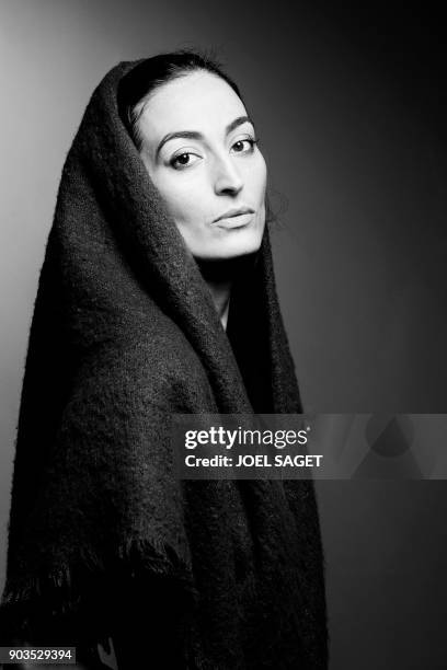 French-Lebanese actress Laetitia Eido poses during a photo session in Paris on January 8, 2018.