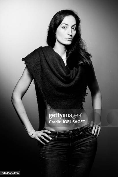French-Lebanese actress Laetitia Eido poses during a photo session in Paris on January 8, 2018.