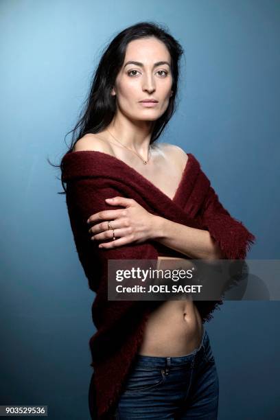 French-Lebanese actress Laetitia Eido poses during a photo session in Paris on January 8, 2018.