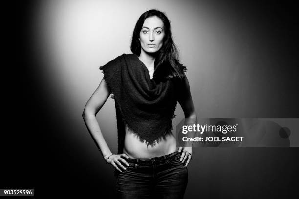 French-Lebanese actress Laetitia Eido poses during a photo session in Paris on January 8, 2018.