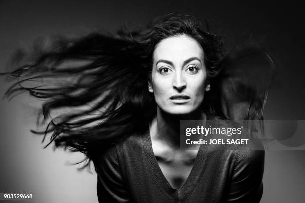 French-Lebanese actress Laetitia Eido poses during a photo session in Paris on January 8, 2018.