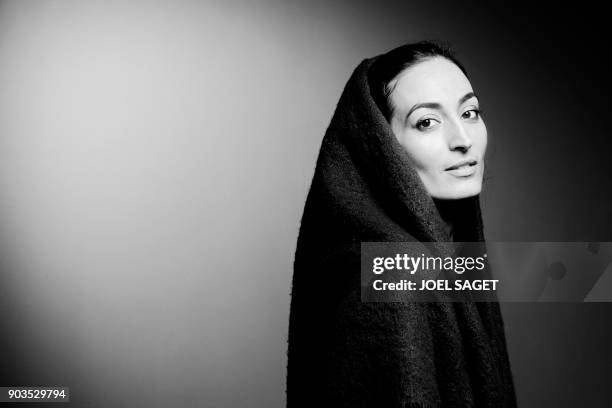 French-Lebanese actress Laetitia Eido poses during a photo session in Paris on January 8, 2018.