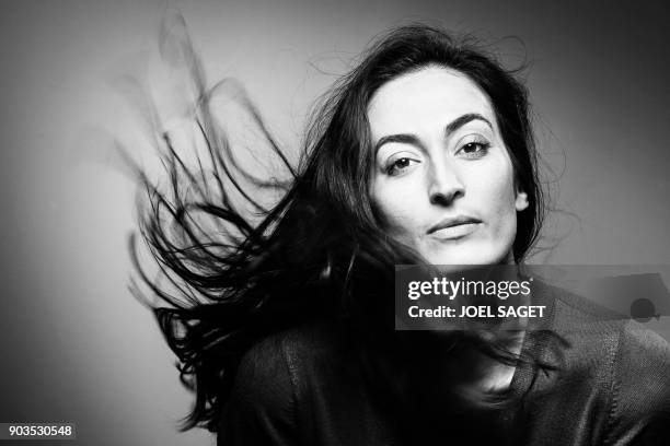 French-Lebanese actress Laetitia Eido poses during a photo session in Paris on January 8, 2018.