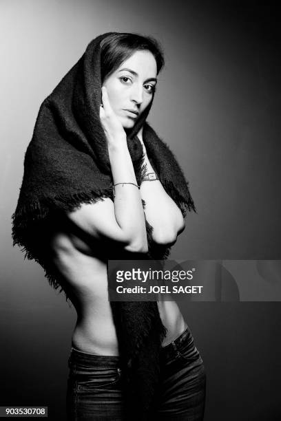 French-Lebanese actress Laetitia Eido poses during a photo session in Paris on January 8, 2018.