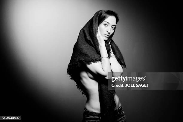 French-Lebanese actress Laetitia Eido poses during a photo session in Paris on January 8, 2018.