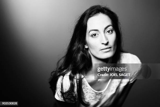 French-Lebanese actress Laetitia Eido poses during a photo session in Paris on January 8, 2018.