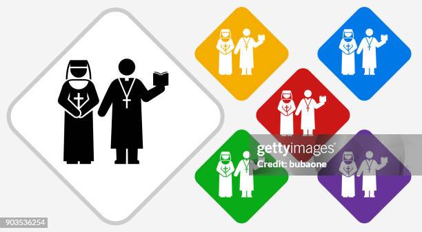 nun and priest color diamond vector icon - nun stock illustrations