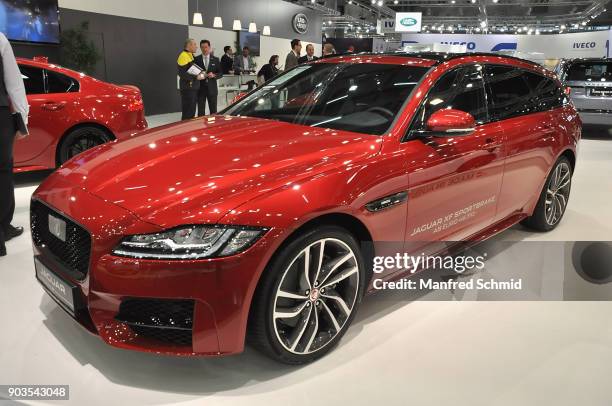 This Jaguar XF Sportsbrake is displayed during the Vienna Autoshow, as part of Vienna Holiday Fair on January 10, 2018 in Vienna, Austria. The Vienna...