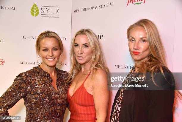 Davinia Taylor, Meg Matthews and guest attend the launch of #megsmenopause at Home House on January 10, 2018 in London, England.