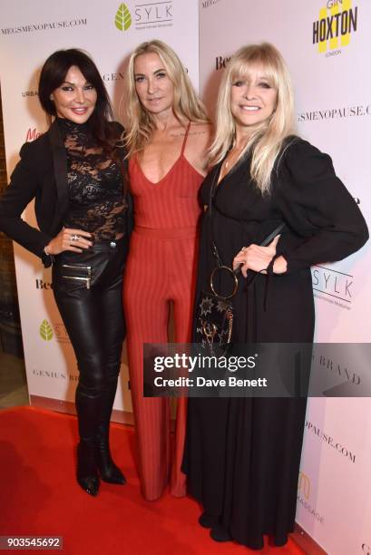 Lizzie Cundy, Meg Matthews and Jo Wood attend the launch of #megsmenopause at Home House on January 10, 2018 in London, England.