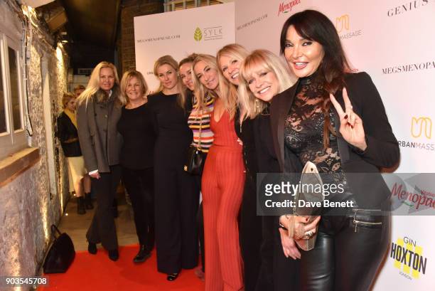 Lizzie Cundy, Jo Wood, Meg Matthews and guests attend the launch of #megsmenopause at Home House on January 10, 2018 in London, England.