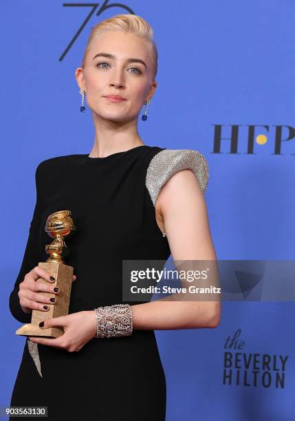 Saoirse Ronan poses at the 75th Annual Golden Globe Awards at The Beverly Hilton Hotel on January 7, 2018 in Beverly Hills, California.