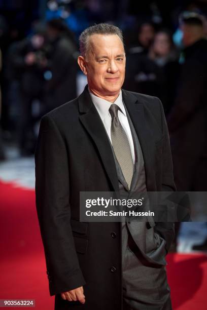 Tom Hanks attends 'The Post' European premiere at Odeon Leicester Square on January 10, 2018 in London, England.