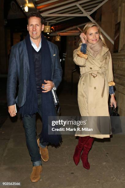 Brendan Cole and Zoe Hobbs leaving the Royal Albert Hall after watching OVO Cirque du Soleil on January 10, 2018 in London, England.