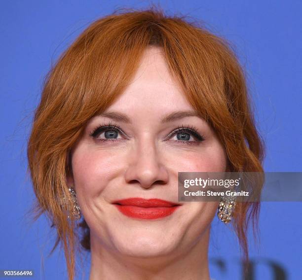 Christina Hendricks poses at the 75th Annual Golden Globe Awards at The Beverly Hilton Hotel on January 7, 2018 in Beverly Hills, California.