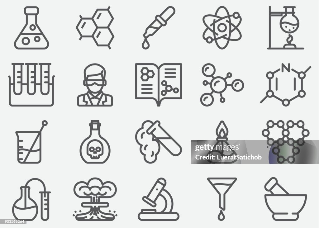 Chemische lijn pictogrammen