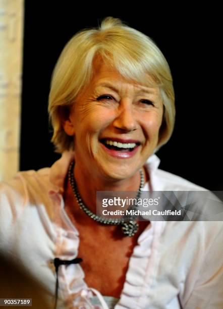 Actress Helen Mirren speaks at the Helen Mirren and Laura Linney conversation during the 36th Telluride Film Festival held at the Courthouse on...
