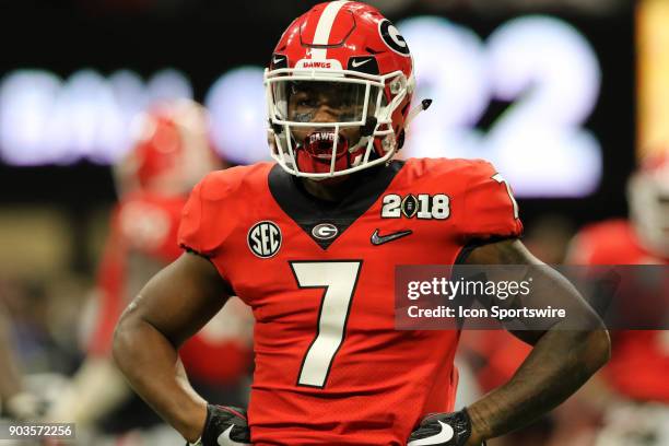 Georgia Bulldogs running back D'Andre Swift during the College Football Playoff National Championship Game between the Alabama Crimson Tide and the...