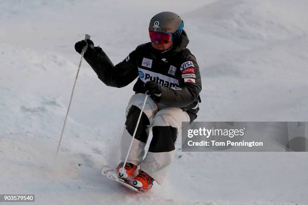 Bradley Wilson of the United States competes in the Men's Moguls qualifying during the 2018 FIS Freestyle Ski World Cup at Deer Valley Resort on...