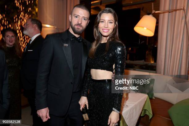 75th ANNUAL GOLDEN GLOBE AWARDS -- Pictured: Justin Timberlake, Jessica Biel, "The Sinner" at NBC and USA Network's Post-Golden Globe Awards Party...