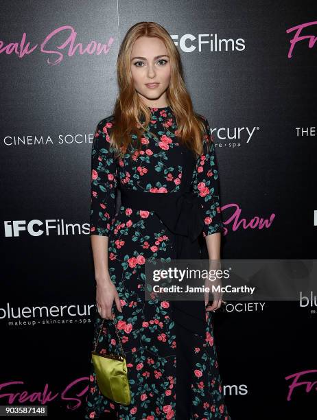 AnnaSophia Robb attends The Cinema Society & Bluemercury Host The Premiere Of IFC Films' "Freak Show" at Landmark Sunshine Cinema on January 10, 2018...