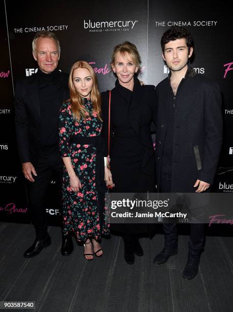 Sting,AnnaSophia Robb,Trudie Styler and Ian Nelson attend The Cinema Society & Bluemercury Host The Premiere Of IFC Films' "Freak Show" at Landmark...