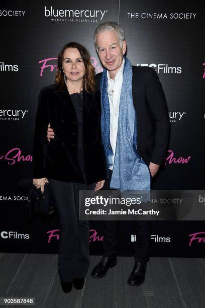 Patty Smyth and John McEnroe attend The Cinema Society & Bluemercury Host The Premiere Of IFC Films' "Freak Show" at Landmark Sunshine Cinema on...