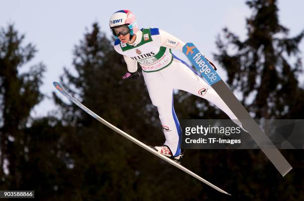 Lukas Hlava of Czech Republic competes during the FIS Ski Jumping World Cup on December 09, 2017 in Titisee-Neustadt, Germany.