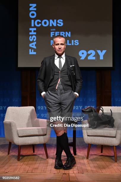 Fashion designer Thom Browne attends 92nd Street Y presents Fashion Icons with Fern Mallis: Thom Browne at 92nd Street Y on January 10, 2018 in New...