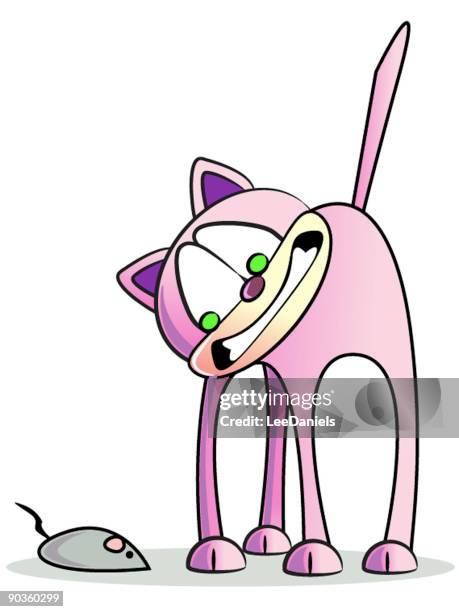 scared cat and mouse cartoon - shivering stock illustrations