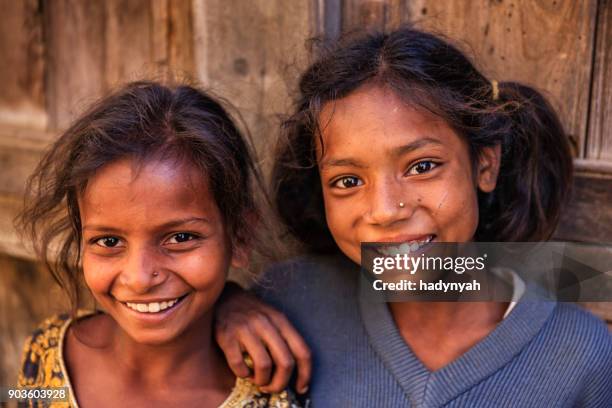 happy indian girls - nepal road stock pictures, royalty-free photos & images