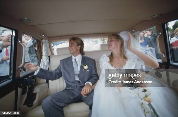 Wedding of David Hallyday and Estelle Lefebure in St.-Martin de Boscherville at St. Georges Church 15th September 1989