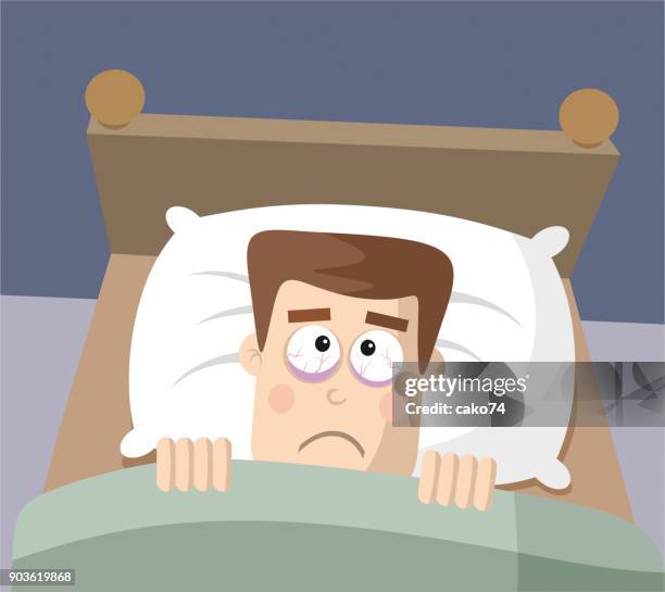 ilustrações de stock, clip art, desenhos animados e ícones de sleepless men illustration - insónia
