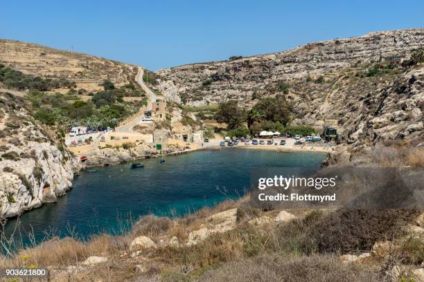 mgarr ix-xini is a bay close to sannat on the maltese island of gozo - island of gozo mgarr stock pictures, royalty-free photos & images