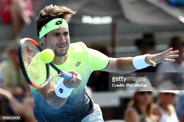 David Ferrer of Spain plays a forehand during his quarterfinal match against Hyeon Chung of Korea on day four of the ASB Men's Classic at ASB Tennis...