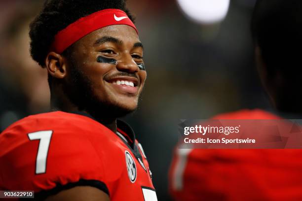 Georgia Bulldogs running back DAndre Swift prior to the College Football Playoff National Championship Game between the Alabama Crimson Tide and the...