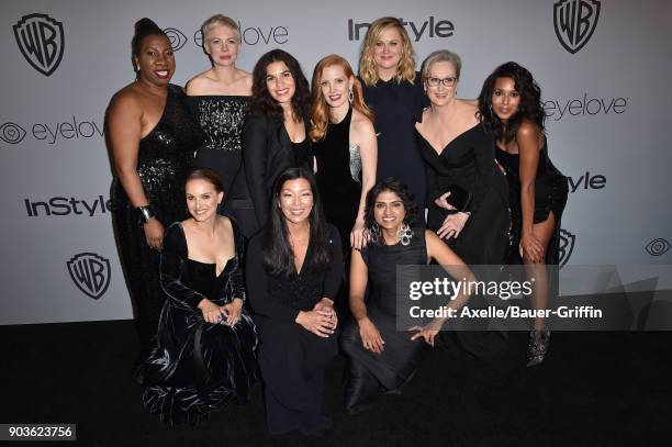 Activist Tarana Burke, actors Michelle Williams, America Ferrera, Jessica Chastain, Amy Poehler, Meryl Streep, Kerry Washington, Natalie Portman,...