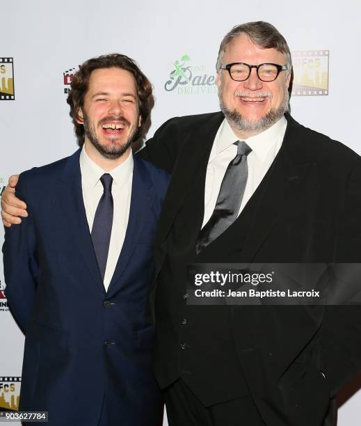 Edgar Wright and Guillermo del Toro attend the the Inaugural Los Angeles Online Film Critics Society Award Ceremony on January 10, 2018 in Hollywood,...