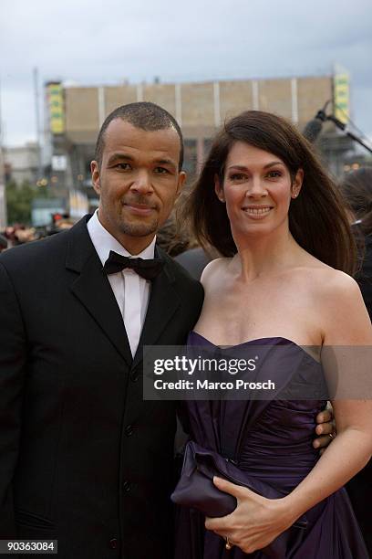 Actress Cheryl Shepard and husband Nikolaus Okonkwo arrive at the 15th Opera Ball Leipzig on September 5, 2009 in Leipzig, Germany.