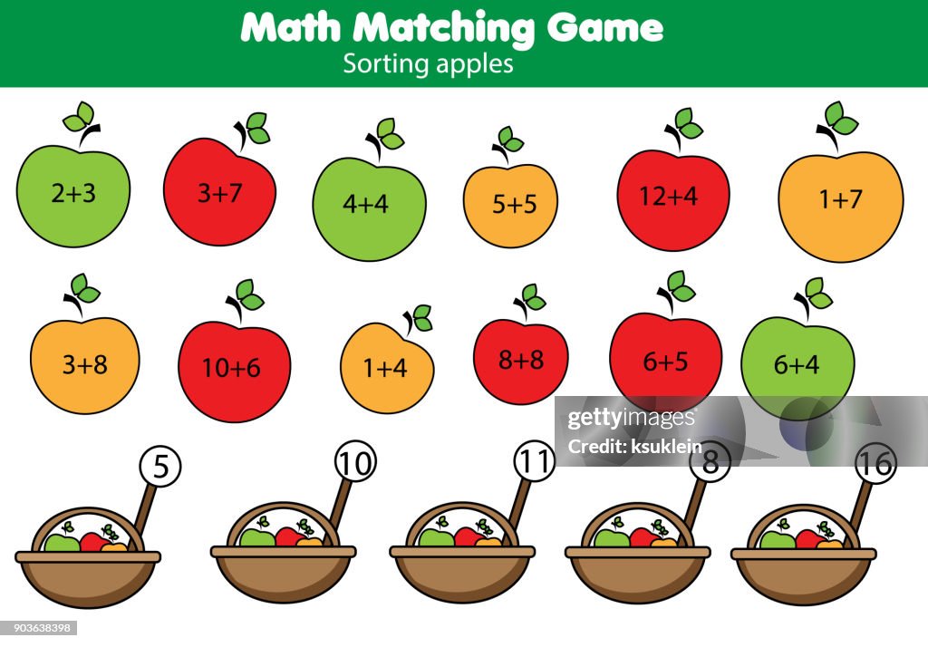 Math Educational Game For Children Matching Mathematics Activity ...
