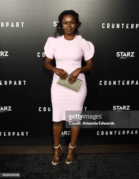 Actress Yetide Badaki arrives at the premiere of Starz's "Counterpart" at the Directors Guild of America on January 10, 2018 in Los Angeles,...