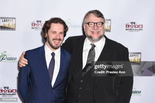 Edgar Wright and Guillermo del Toro attend The Inaugural Los Angeles Online Film Critics Society Award Ceremony at Taglyan Complex on January 10,...